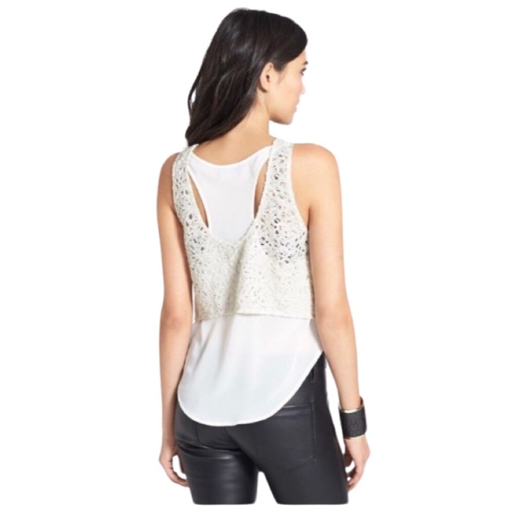 NWT ASTR | Revolve Cream Lace & Sequin Racerback Tank